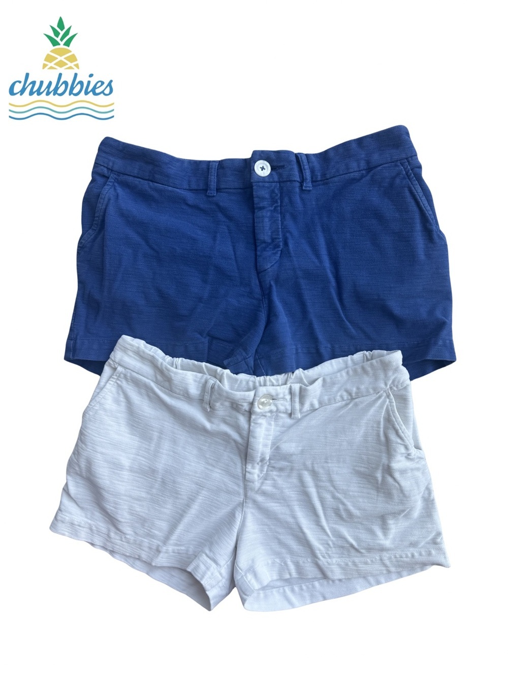 Chubbies Blue queen of the castles & White The Classics Cotton Shorts Bundle 8
